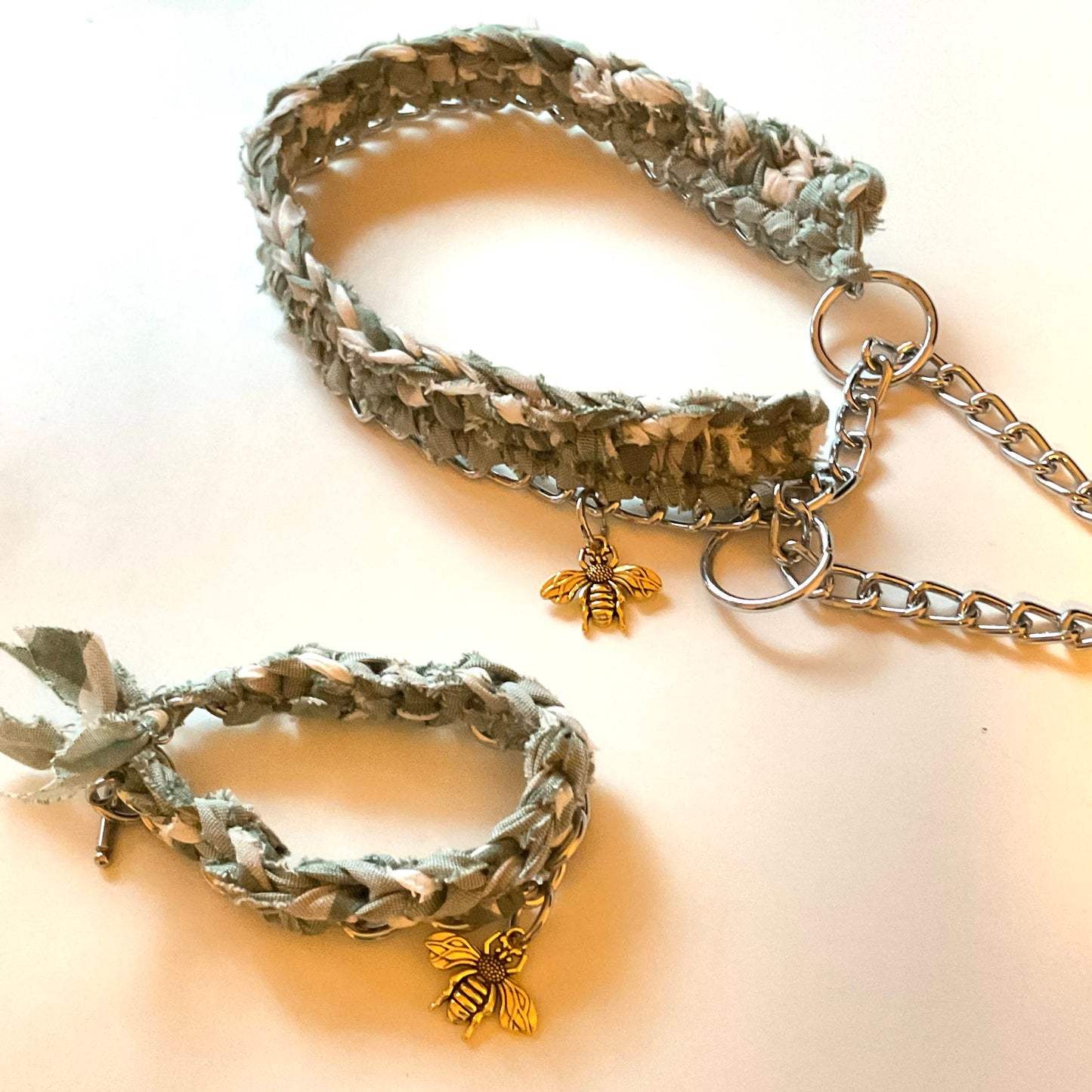 ペットペア<dog collar & bracelet>グリーン