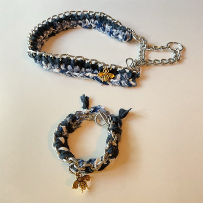 ペットペア＜dog collar & bracelet＞ブルー